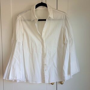 Anne Fontaine Antonina White Button Down Shirt with Bell Sleeves | 44